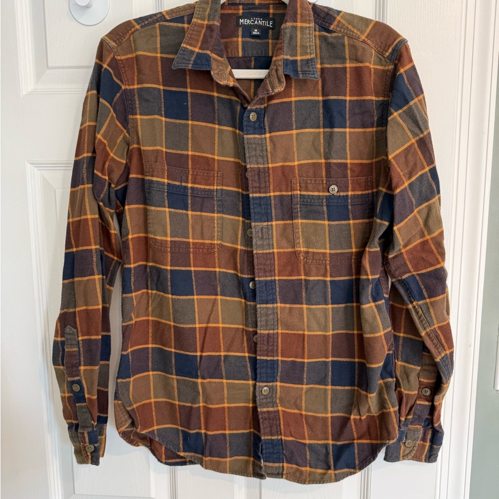 Men's J. Crew Plaid Flannel Shirt - Blue and Brown